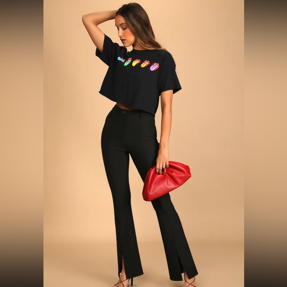 Make Some Plans Black High-Waisted Slit
Trouser Pants
